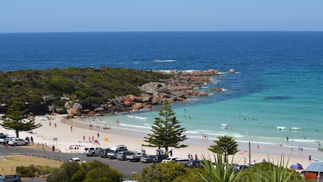 View of the beach from the deck