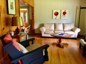view from living room, toward kitchen & veranda