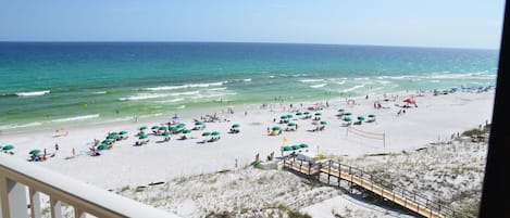 View of the beach from your private balcony