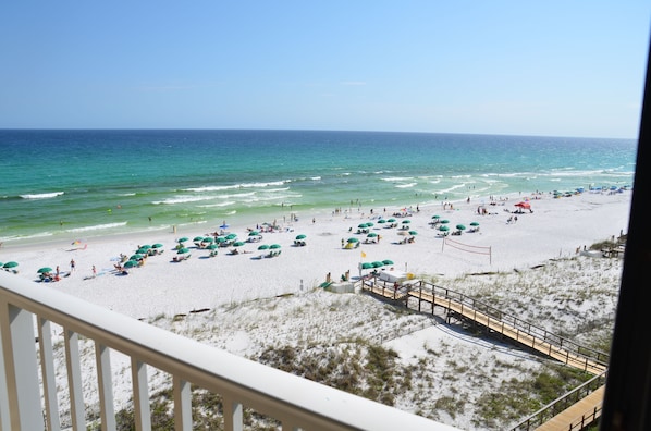 View of the beach from your private balcony