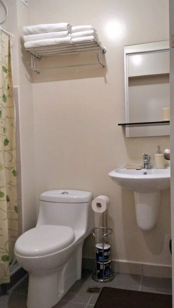 Bathroom with hot shower