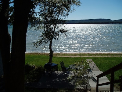 mid-day view from the upper deck of our home on Platte Lake