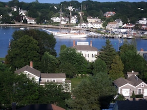 Arial view of 26 Pearl St showing Mystic River in the background.