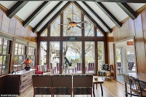 The Lodge and its Lake Michigan view through 25 foot windows