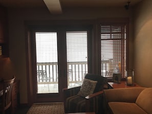View towards balcony from living room. Winter time :)