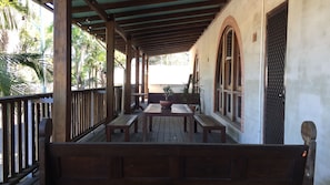 Front verandah looks to war memorial