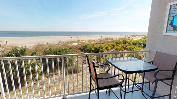 Stunning views of beach and ocean from private deck!