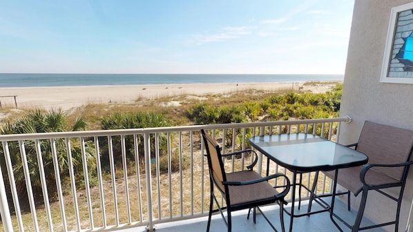 Stunning views of beach and ocean from private deck!