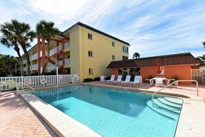Large solar heated pool