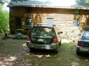 Back of cabin/driveway