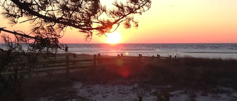 Sunset view from the beach front patio