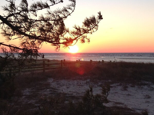 Sunset view from the beach front patio