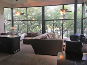 Living space in the trees  overlooking the lake. 
