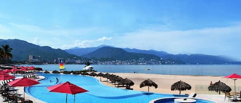 One of multiple beachfront pools