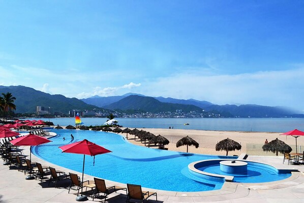 One of multiple beachfront pools