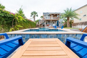 Relaxing by the pool