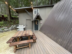 Outside seating, barbecue, deck and patio