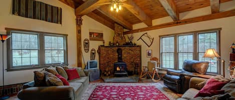 Living room with wood-burning stove