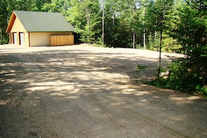 Very large parking space for vehicles, trailers, and RV's.