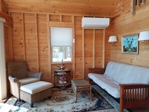 extra special
heat pump provides a/c and heat. Futon for extra  sleeping