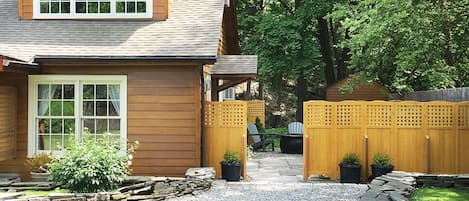 Enter Brook Cottage Too through a gate in the spacious private fenced patio area