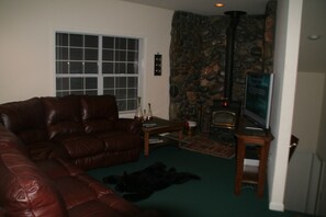 Family Room with Rock Fireplace