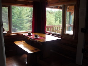 Custom made dining table and bench.