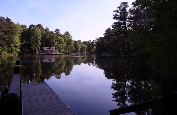 our pier, with steps into lake if you want to swim (at own risk).