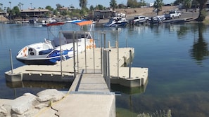 Dock with gate to keep the raccoons out.  Best dock parties ever!  