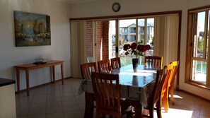 kitchen/dining/living area.