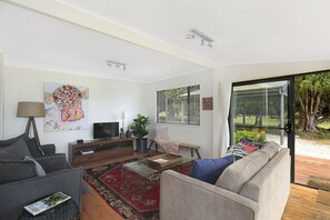 Lounge room with fold out bed