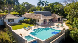 Drone View Back Patio and Pool