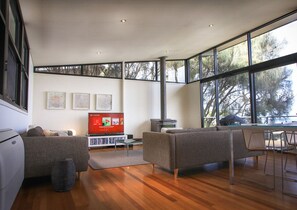 New LG smart TV with access to Netflix, Stan, Prime and Spotify.