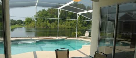 Pool and lake view.