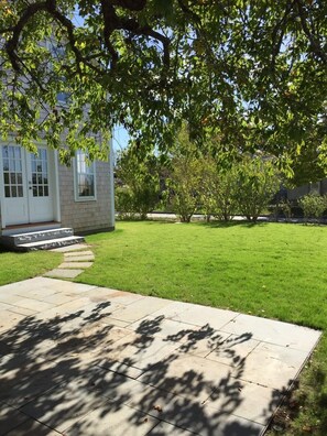 Bluestone Patio with Teak Dining Set for 6, and a New Weber Gas Grille