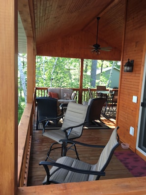 Enjoy a cup of coffee on the large screened in porch.  