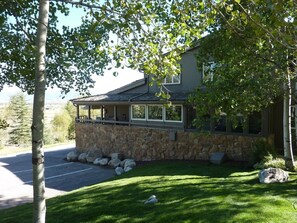 Exterior View, Beautiful Landscaping, Large Aspens and Evergreens