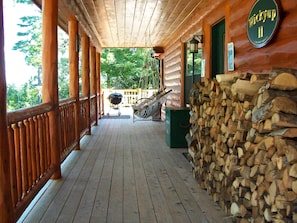 Covered porch with 2 chair hammocks