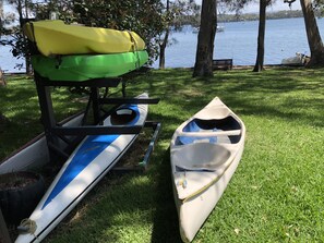 Canoes and kayaks for guests use 