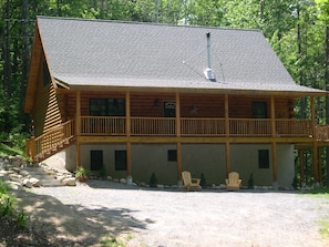 Log Home with Covered Porch and Back Deck 