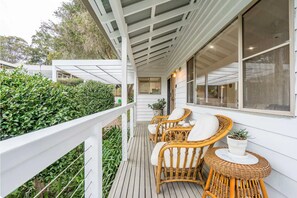 Comfy cane seating on the deck