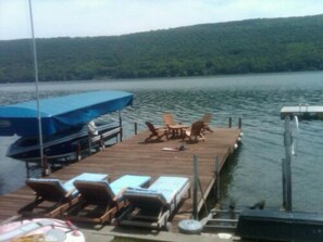 The view from the porch looking out onto the lake.