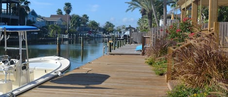 Enjoy the afternoon on our  dock with plenty of room for you boat.