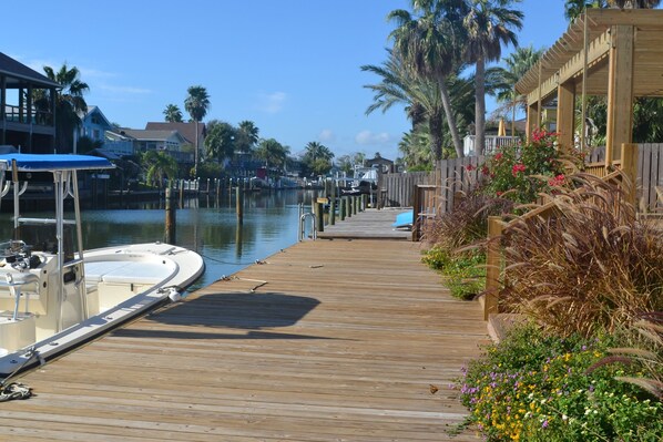 Enjoy the afternoon on our  dock with plenty of room for you boat.