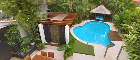 View of pool from balcony 