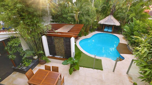 View of pool from balcony 