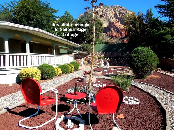 Take in a breathtaking view of Thunder Mountain from the xeriscape yard.