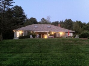 hillside setting with large yard