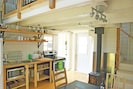 well-equipped kitchen, with views of ocean and beach from cooking / stove area