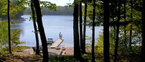 Family fun on Little Wolf Lake - fishing, kayaking, paddle boarding, swimming